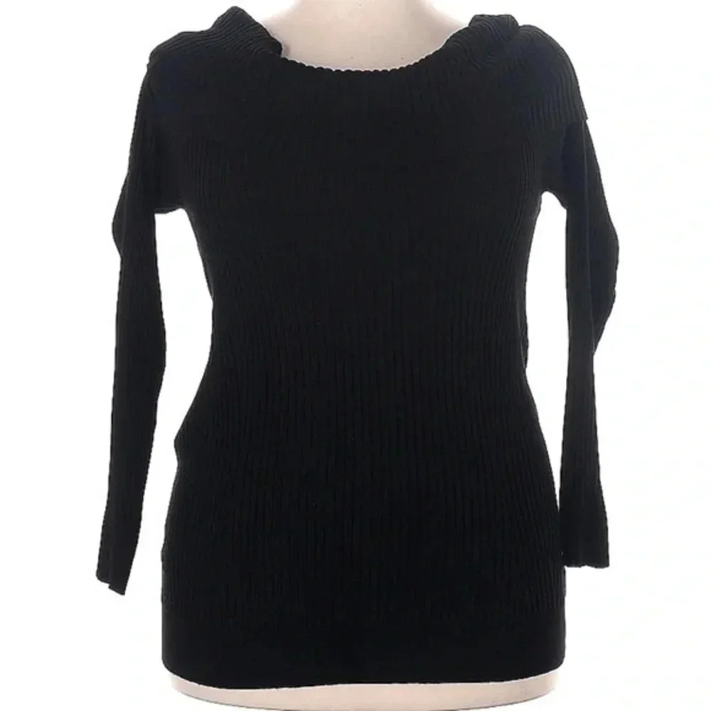 Lane Bryant Black Long Sleeve Cowl Neck Ribbed Knit Sweater Plus Size 18 20 NWT
